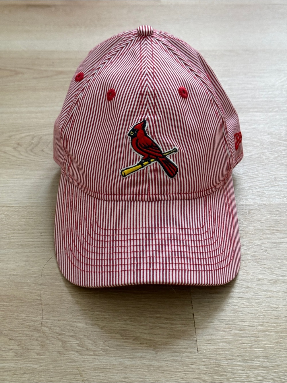 New Era Red and White Striped Cardinals Baseball Cap